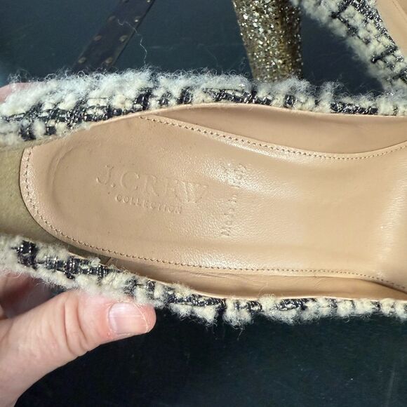 J. Crew Collection Tweed Pumps With Gold Sequins Block Heels Size 9 - Picture 2 of 5